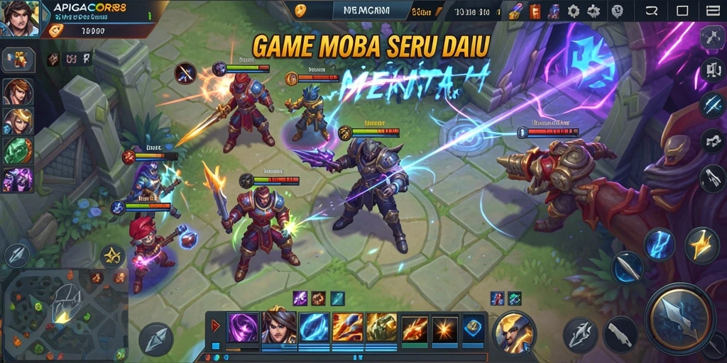 Screenshot gameplay APIGACOR88 yang menampilkan aksi seru di arena pertempuran.