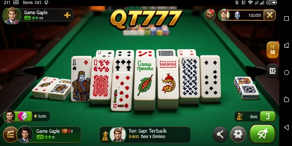 Screenshot gameplay QT777 menampilkan suasana permainan Gaple yang seru.