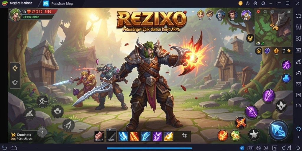 Tampilan gameplay mendebarkan dalam dunia ARPG REZIXO.