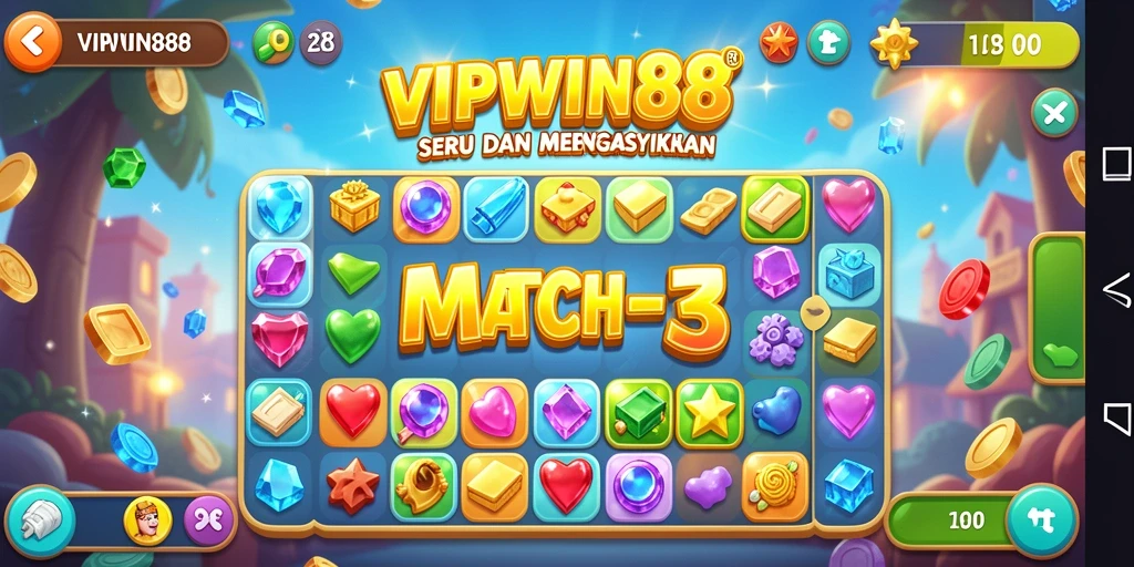 Screenshot dari gameplay <strong>VIPWIN88</strong> yang menampilkan aksi mencocokkan item.