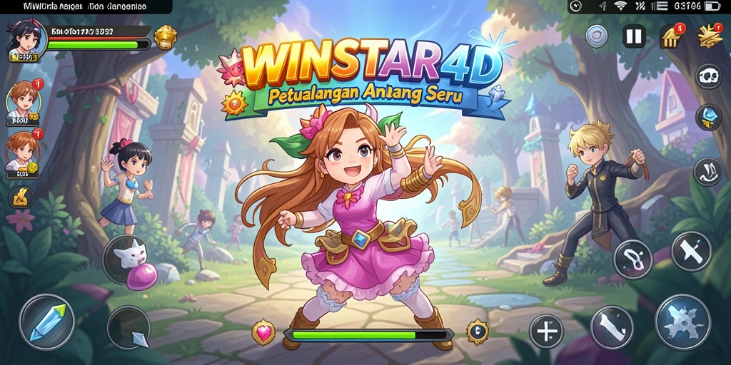 Tampilan menarik dari gameplay WINSTAR4D dengan karakter anime.